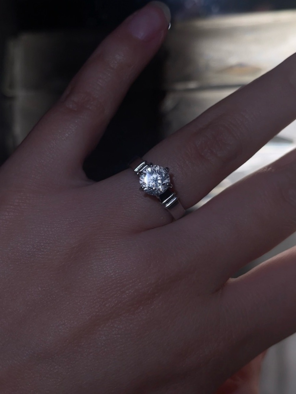Sterling silver vintage cz solitaire engagement promise size 5 ring